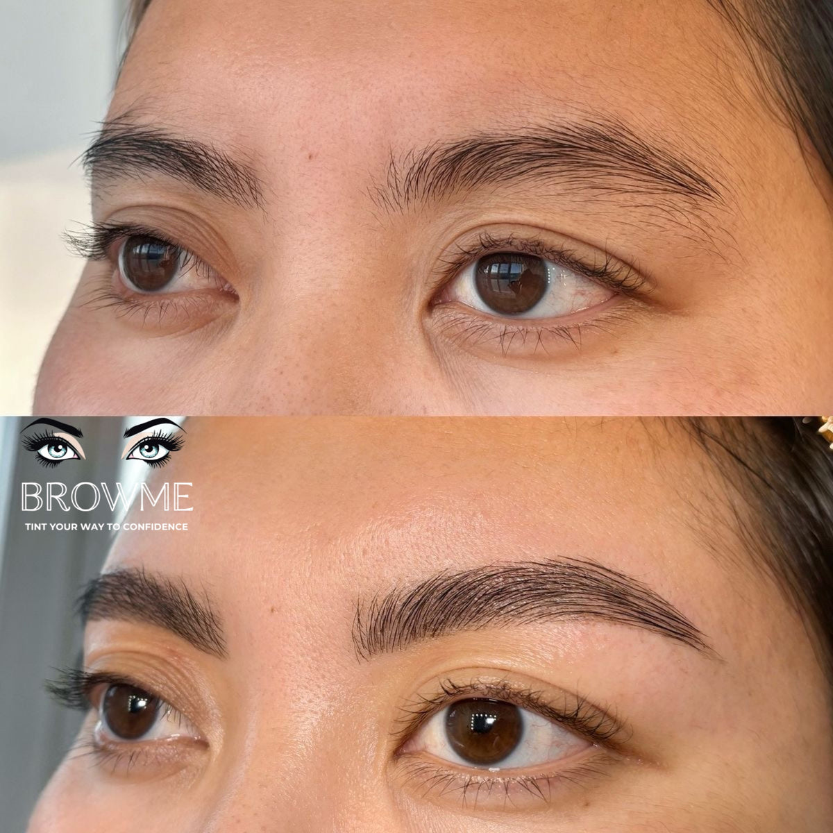 Brows tinted with Browme eyebrow tint